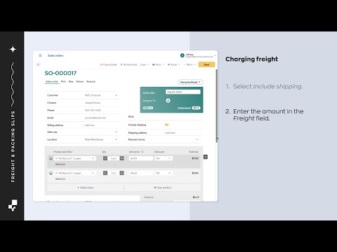 How to charge freight &amp; print packing slips